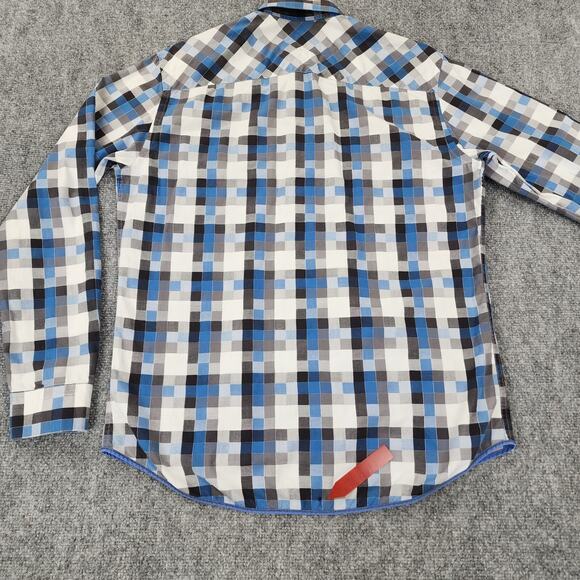 Ted Lapidus Shirt Mens Medium Geometric Check Long Sleeve Casual Button Down - Picture 15 of 16